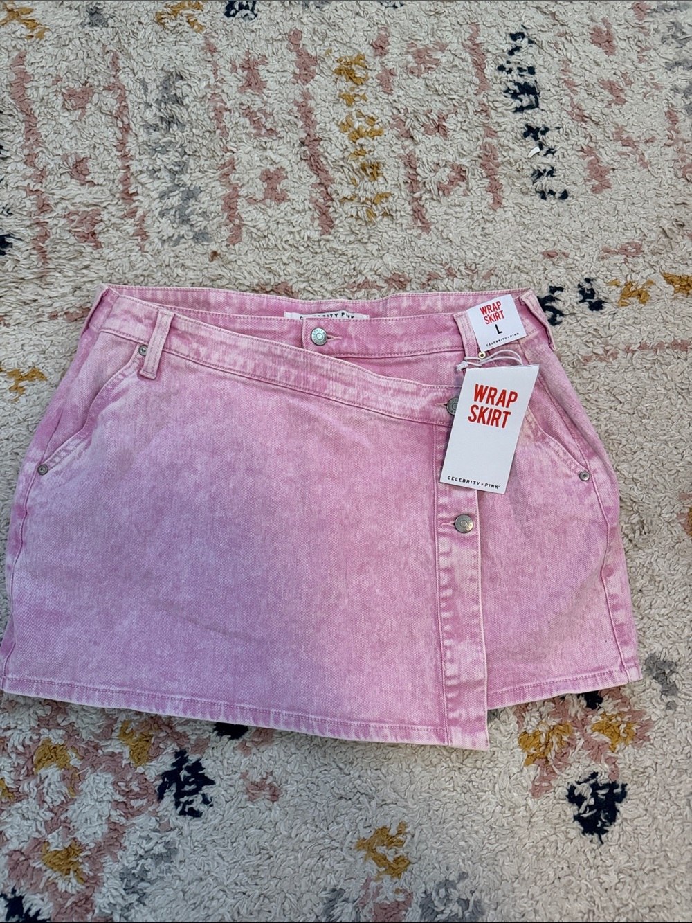 Celebrity Pink Denim Pink Wrap Skirt